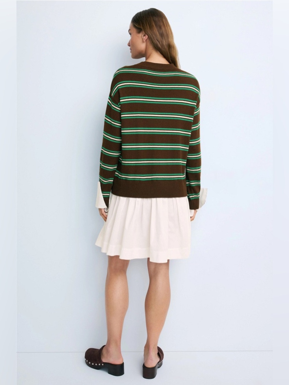Simon Miller Women's Green Pip Poplin Combo Dress Small Wool blend - Picture 2 of 5